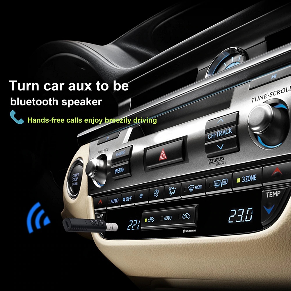 Adaptador Bluetooth AUX para coche, receptor de audio inalámbrico portátil  con manos libres kit de coche con AUX de 3,5 mm : :  Electrónicos