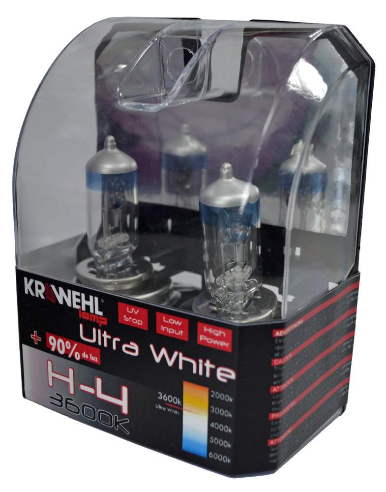 Estuche de Lámparas 2 x H-4 ULTRA WHITE + 90% LUZ 12V 60/55W 